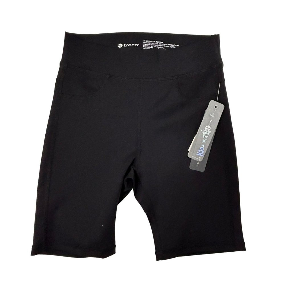 Tractr Girls Size 10 Black Biker Shorts High Waist Flex-Tech